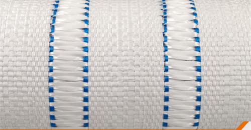 Uncoated breathable woven polypropylene fabric: micrograph showing the open weave between yarns
