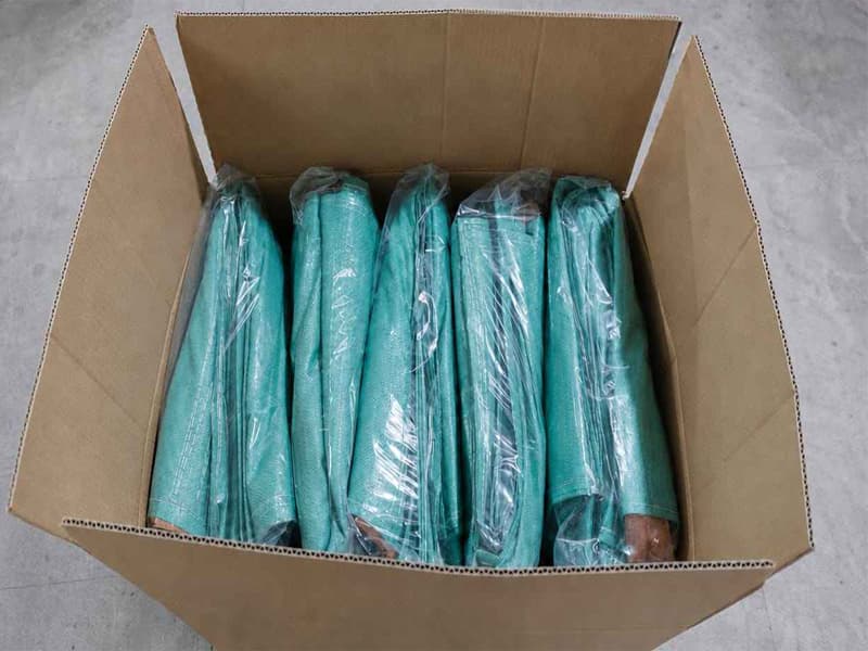 Folded FIBC bags packed into a reinforced five-ply corrugated export carton