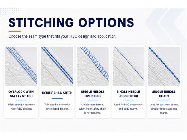 FIBC seam sealing and labelling options: sift-proof felt seams, flexo printing and document pouch
